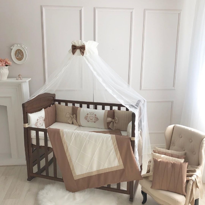 Lenjerie Patut Copii Bebe 9 piese Royal coffee